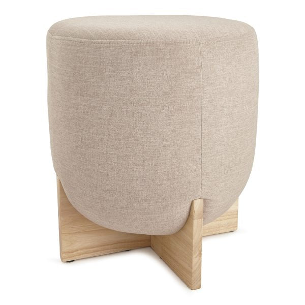 Pufe Em Madeira E Suede